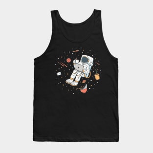 Astronaut Working from Home with Coffee - Space Office Art Tank Top